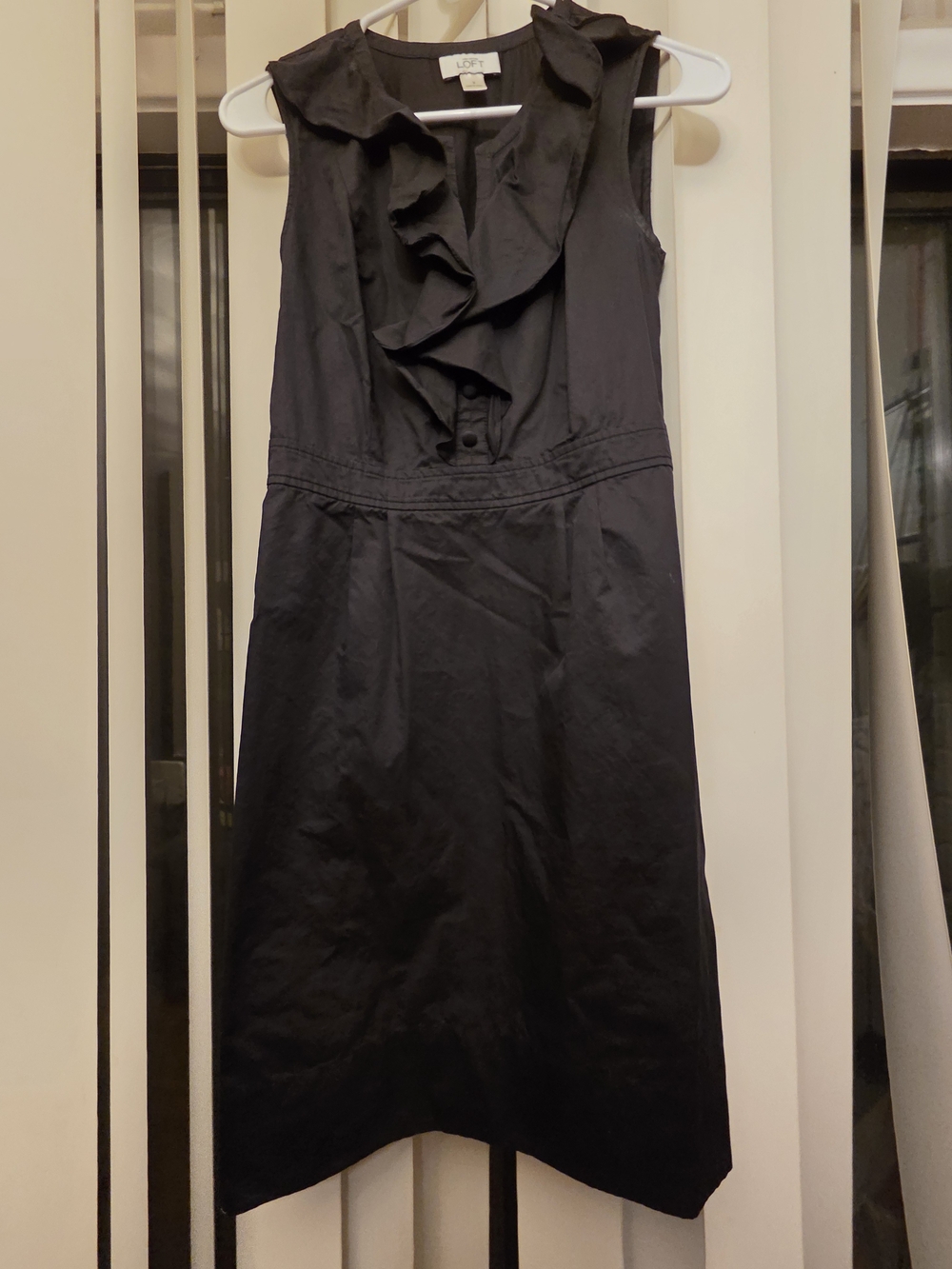 LOFT Black Ruffle-Front Sleeveless Asymmetrical Hem Dress Sizd 2